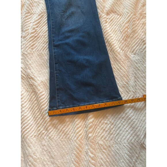 INC High Rise‎ Flare Jeans Size 14 – Stretchy Dark Wash Button Fly Denim - Picture 9 of 12